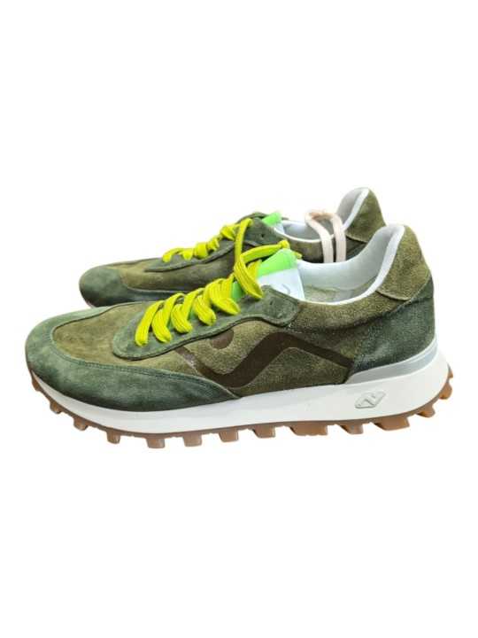 Baskets Veloce suède vert languette vert fluo 616 No Map Society Homme boutique Strasbourg côté