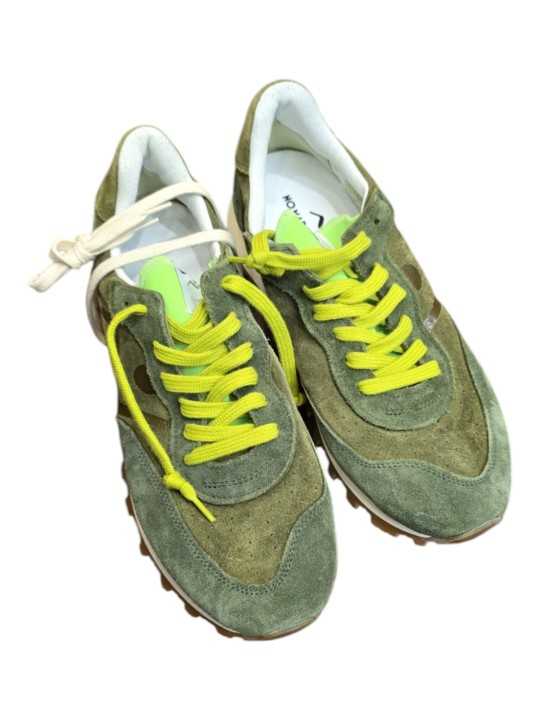 Baskets Veloce suède vert languette vert fluo 616 No Map Society Homme boutique Strasbourg dessus