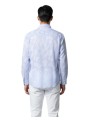 CHEMISE RAYEE BLANC CIEL FLEURS APPLIQUEES BLANCHES B356017 3924 6757 BALDESSARINi homme Strasbourg porté dos