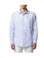 CHEMISE RAYEE BLANC CIEL FLEURS APPLIQUEES BLANCHES B356017 3924 6757 BALDESSARINi homme Strasbourg porté