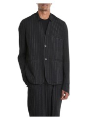 BLAZER NOIR RAYE BLANC COMFORT FLUID 3P M1277 VISCOSE COTON LH INSIDE US HOMME Strasbourg boutique face