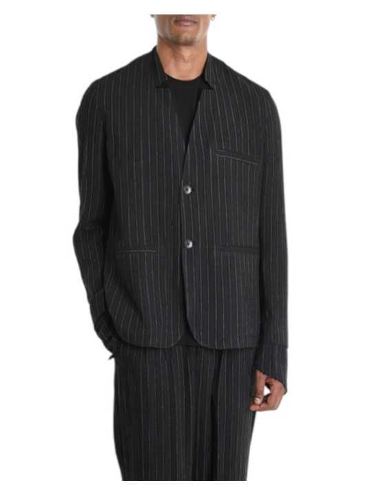 BLAZER NOIR RAYE BLANC COMFORT FLUID 3P M1277 VISCOSE COTON LH INSIDE US HOMME Strasbourg boutique face
