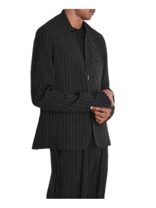 BLAZER NOIR RAYE BLANC COMFORT FLUID 3P M1277 VISCOSE COTON LH INSIDE US HOMME Strasbourg boutique profil