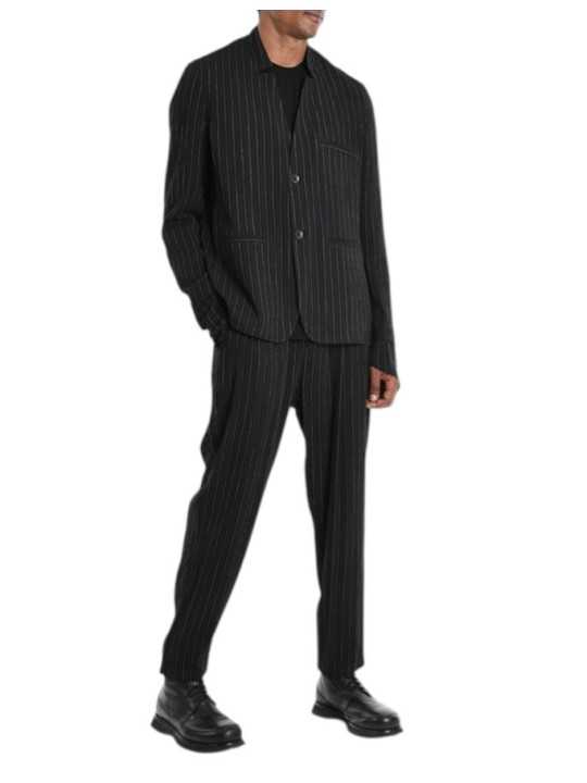 BLAZER NOIR RAYE BLANC COMFORT FLUID 3P M1277 VISCOSE COTON LH INSIDE US HOMME Strasbourg boutique vue