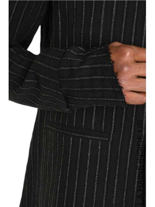 BLAZER NOIR RAYE BLANC COMFORT FLUID 3P M1277 VISCOSE COTON LH INSIDE US HOMME Strasbourg boutique détail