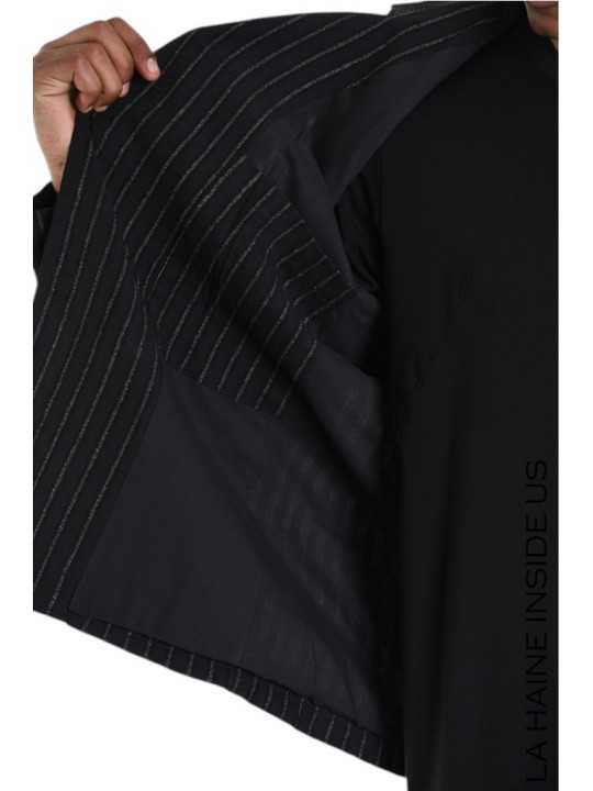 BLAZER NOIR RAYE BLANC COMFORT FLUID 3P M1277 VISCOSE COTON LH INSIDE US HOMME Strasbourg boutique int