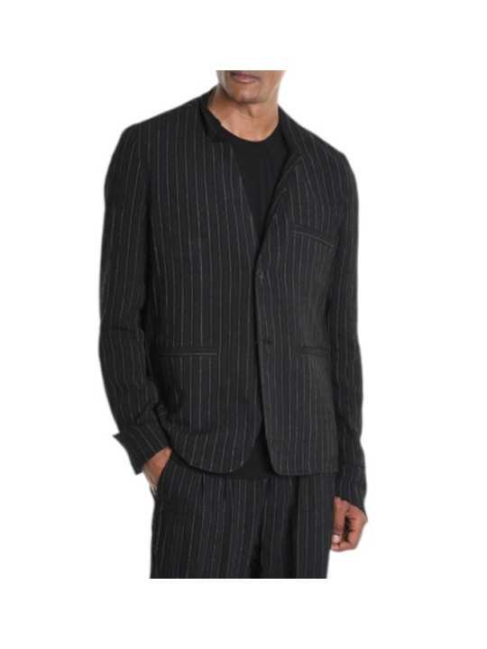 BLAZER NOIR RAYE BLANC COMFORT FLUID 3P M1277 VISCOSE COTON LH INSIDE US HOMME Strasbourg boutique front