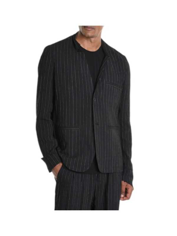BLAZER NOIR RAYE BLANC COMFORT FLUID 3P M1277 VISCOSE COTON LH INSIDE US HOMME Strasbourg boutique front