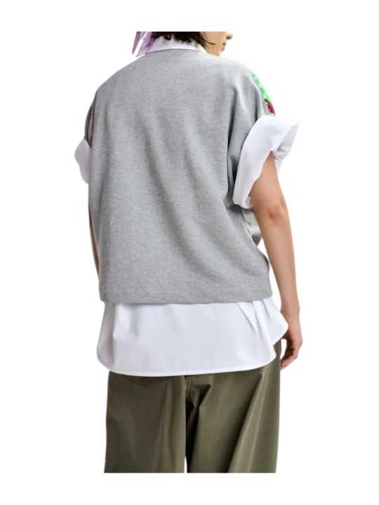 SWEAT GRIS SEQUINS VERT MANCHES COURTES JOLIES J1FO Essentiel Antwerp createur mode fashion strasbourg dos