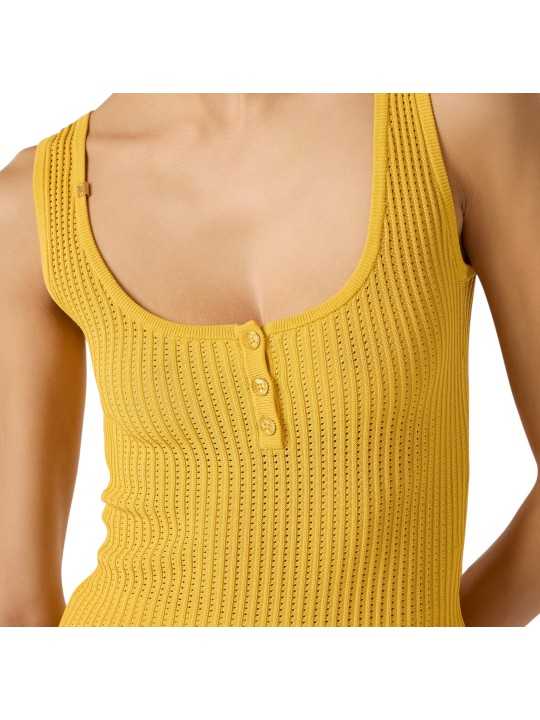 ROBE MAILLE CULOTTE JAUNE SUN BRETELLES AM 10B 4661 EV4 ELISABETTA FRANCHI Strasbourg détail