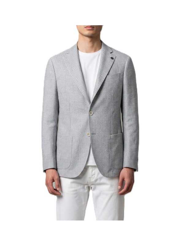 VESTE PIEDS DE POULES VERT EAU ECRU B015780 1092 5036 Baldessarini homme shop Strasbourg face