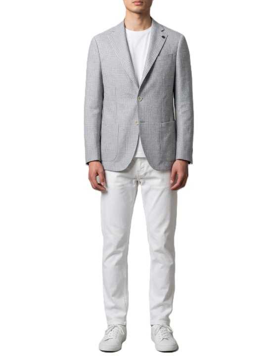 VESTE PIEDS DE POULES VERT EAU ECRU B015780 1092 5036 Baldessarini homme shop Strasbourg look