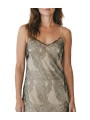 Robe beige satin et dentelle noire bretelles fine Isabel Benenato Femme DW912S26 boutique haut