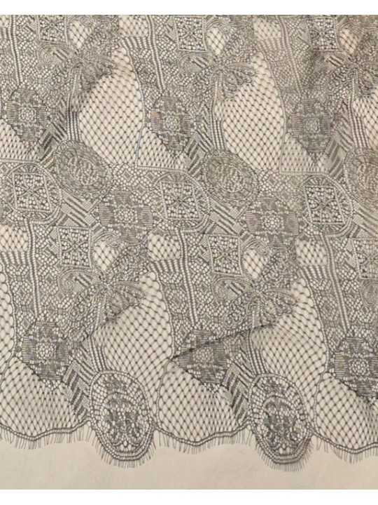 Robe beige satin et dentelle noire bretelles fine Isabel Benenato Femme DW912S26 boutique zoom