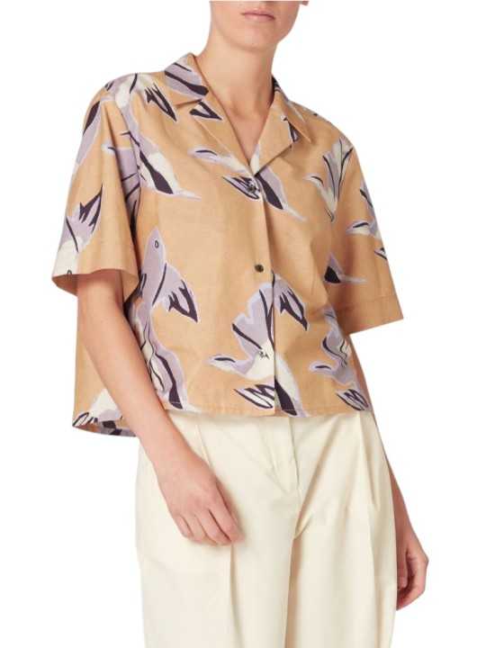 CHEMISETTE BEIGE PRINT POISSSONS LILAS W1R 386B V11224 12 PAUL SMITH FEMME boutique Strasbourg face
