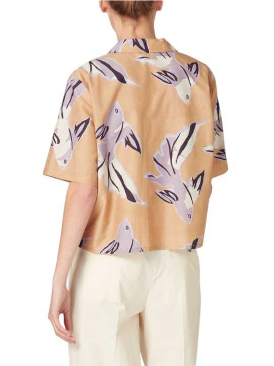 CHEMISETTE BEIGE PRINT POISSSONS LILAS W1R 386B V11224 12 PAUL SMITH FEMME boutique Strasbourg dos