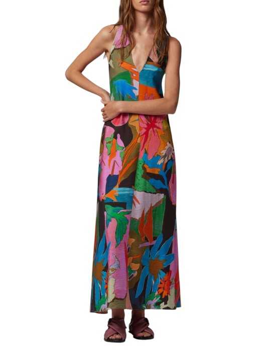 ROBE LONGUE BRETELLES FLEURS POISSON COLIBRI MULTI W1R 717D V03017 92 PAUL SMITH face