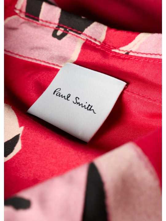 CHEMISETTE FUSHIA PRINT POISSSONS ROSES W1R 386B V11224 22 PAUL SMITH FEMME boutique Strasbourg shirt détail4