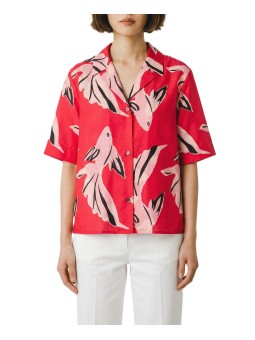 CHEMISETTE FUSHIA PRINT POISSSONS ROSES W1R 386B V11224 22 PAUL SMITH FEMME boutique Strasbourg shirt face