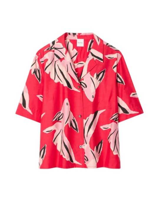 CHEMISETTE FUSHIA PRINT POISSSONS ROSES W1R 386B V11224 22 PAUL SMITH FEMME boutique Strasbourg shirt flat