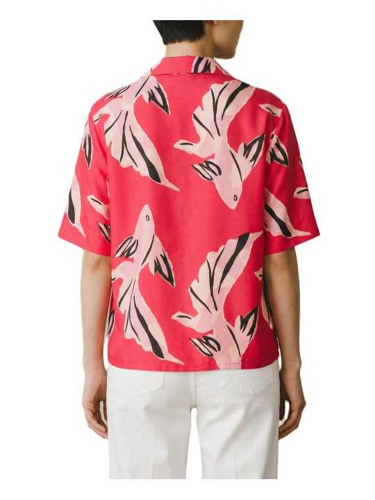 CHEMISETTE FUSHIA PRINT POISSSONS ROSES W1R 386B V11224 22 PAUL SMITH FEMME boutique Strasbourg shirt dos