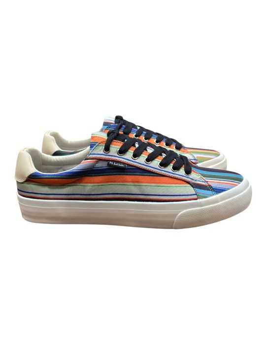 Sneakers toile rayures multicolore Paul Smith homme M2S AMS19 UPLY 92 baskets boutique Strasbourg face