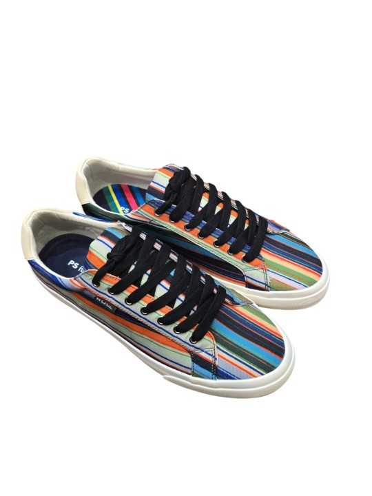 Sneakers toile rayures multicolore Paul Smith homme M2S AMS19 UPLY 92 baskets boutique Strasbourg dessus