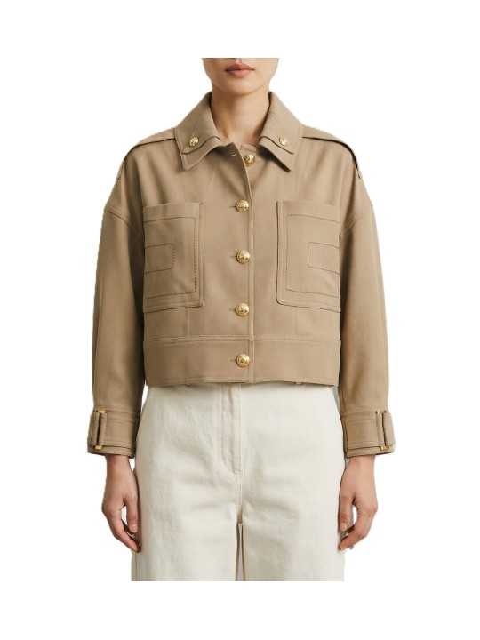 BLOUSON POCHES PLAQUEES SANGLES POIGNETS TAUPE ARGILLA GB 005 6338 229 Elisabetta Franchi femme strasbourg boutique face