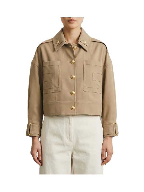 BLOUSON POCHES PLAQUEES SANGLES POIGNETS TAUPE ARGILLA GB 005 6338 229 Elisabetta Franchi femme strasbourg boutique face