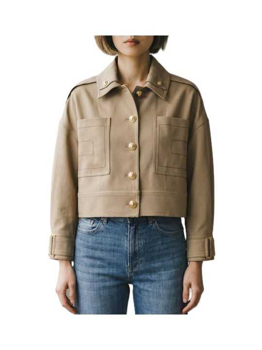 BLOUSON POCHES PLAQUEES SANGLES POIGNETS TAUPE ARGILLA GB 005 6338 229 Elisabetta Franchi femme strasbourg boutique look