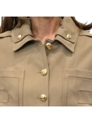 BLOUSON POCHES PLAQUEES SANGLES POIGNETS TAUPE ARGILLA GB 005 6338 229 Elisabetta Franchi femme strasbourg boutique col