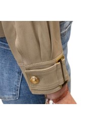 BLOUSON POCHES PLAQUEES SANGLES POIGNETS TAUPE ARGILLA GB 005 6338 229 Elisabetta Franchi femme strasbourg boutique poignet