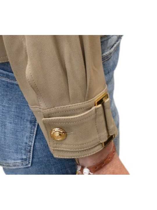 BLOUSON POCHES PLAQUEES SANGLES POIGNETS TAUPE ARGILLA GB 005 6338 229 Elisabetta Franchi femme strasbourg boutique poignet