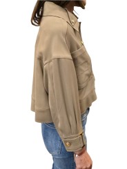 BLOUSON POCHES PLAQUEES SANGLES POIGNETS TAUPE ARGILLA GB 005 6338 229 Elisabetta Franchi femme strasbourg boutique profil