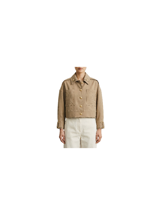 BLOUSON POCHES PLAQUEES SANGLES POIGNETS TAUPE ARGILLA GB 005 6338 229 Elisabetta Franchi femme strasbourg boutique