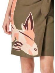 Jupe kaki print poisson rose lin viscose Paul Smith Femme W1R 227S V11225 35 boutique Strasbourg skirt imprimé