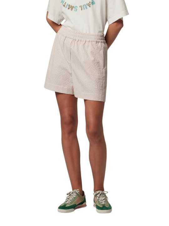 SHORT SEER SUCKER RAYE BLANC BEIGE W2R 393T V31431 01 PAUL SMITH FEMME look 1