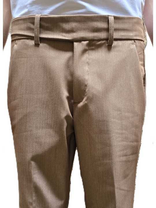 PANTALON GURKHA PATTE TAILLE VISCOSE STRETCH CAMEL U7119 A5566 18 UNGARO HOMME Strasbourg boutique zoom