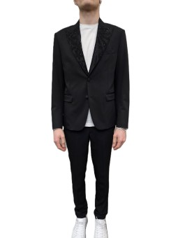 SMOKING NOIR COL SWARO FLEURS ALGUES U5001 BRZ9 A5196 80 UNGARO HOMME vêtement one face