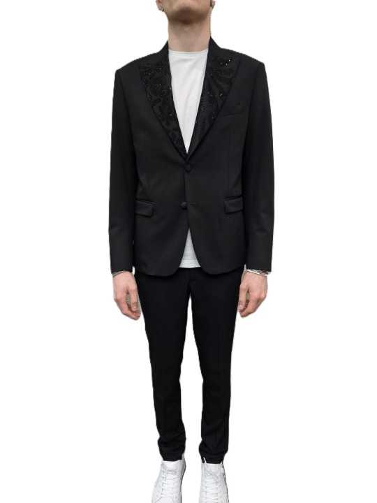 SMOKING NOIR COL SWARO FLEURS ALGUES U5001 BRZ9 A5196 80 UNGARO HOMME vêtement one face