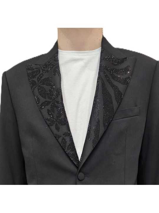 SMOKING NOIR COL SWARO FLEURS ALGUES U5001 BRZ9 A5196 80 UNGARO HOMME vêtement one zoom