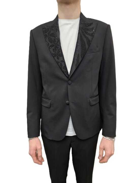 SMOKING NOIR COL SWARO FLEURS ALGUES U5001 BRZ9 A5196 80 UNGARO HOMME vêtement