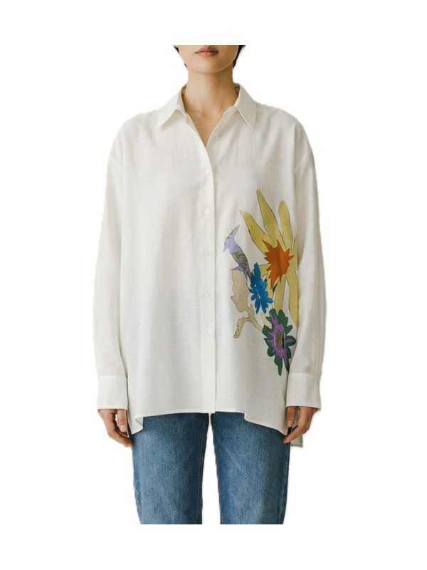 CHEMISE LIN COTON BLANC PRINT COLIBRI FLEURS MULTI W1R 351B V11251 01 PAUL SMITH femme face