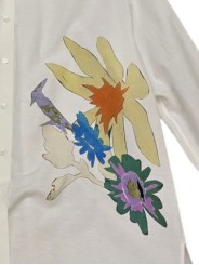 CHEMISE LIN COTON BLANC PRINT COLIBRI FLEURS MULTI W1R 351B V11251 01 PAUL SMITH femme détail