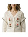 GILET CROCHET FLEURS BRODEES VERT ORANGE W2R 811N V31452 02 PAUL SMITH FEMME boutique Strasbourg col