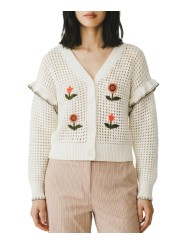 GILET CROCHET FLEURS BRODEES VERT ORANGE W2R 811N V31452 02 PAUL SMITH FEMME boutique Strasbourg look