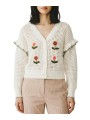 GILET CROCHET FLEURS BRODEES VERT ORANGE W2R 811N V31452 02 PAUL SMITH FEMME boutique Strasbourg look