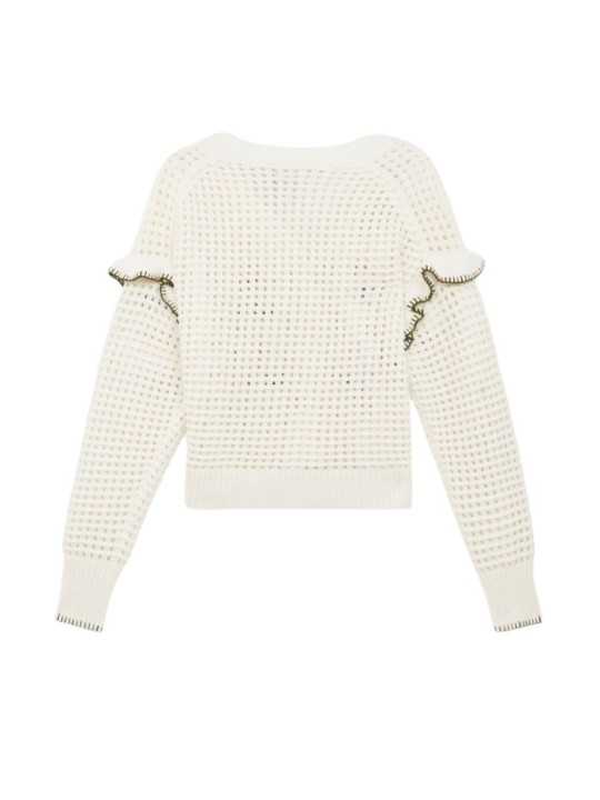 GILET CROCHET FLEURS BRODEES VERT ORANGE W2R 811N V31452 02 PAUL SMITH FEMME boutique Strasbourg flat dos