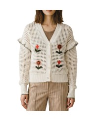 GILET CROCHET FLEURS BRODEES VERT ORANGE W2R 811N V31452 02 PAUL SMITH FEMME boutique Strasbourg face