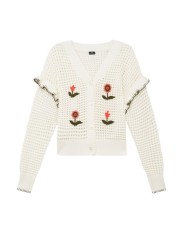 GILET CROCHET FLEURS BRODEES VERT ORANGE W2R 811N V31452 02 PAUL SMITH FEMME boutique Strasbourg flat